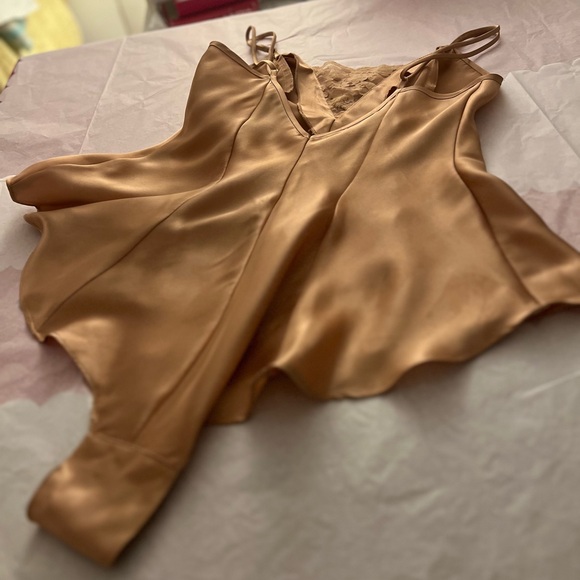 VTG 90s La Senza champagne lingerie Small shortie onesie satin 100% polyester - Picture 10 of 16